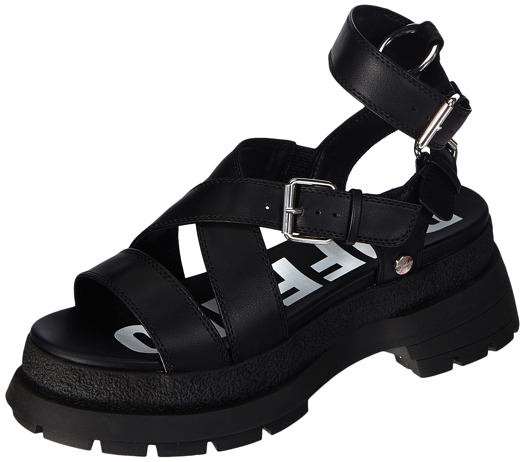 Buffalo Women's Rude Chain Sandals - Stylish Summer Slip-On Shoes with Metallic Accents | Perfect for Beach, Vacation & Casual Outings