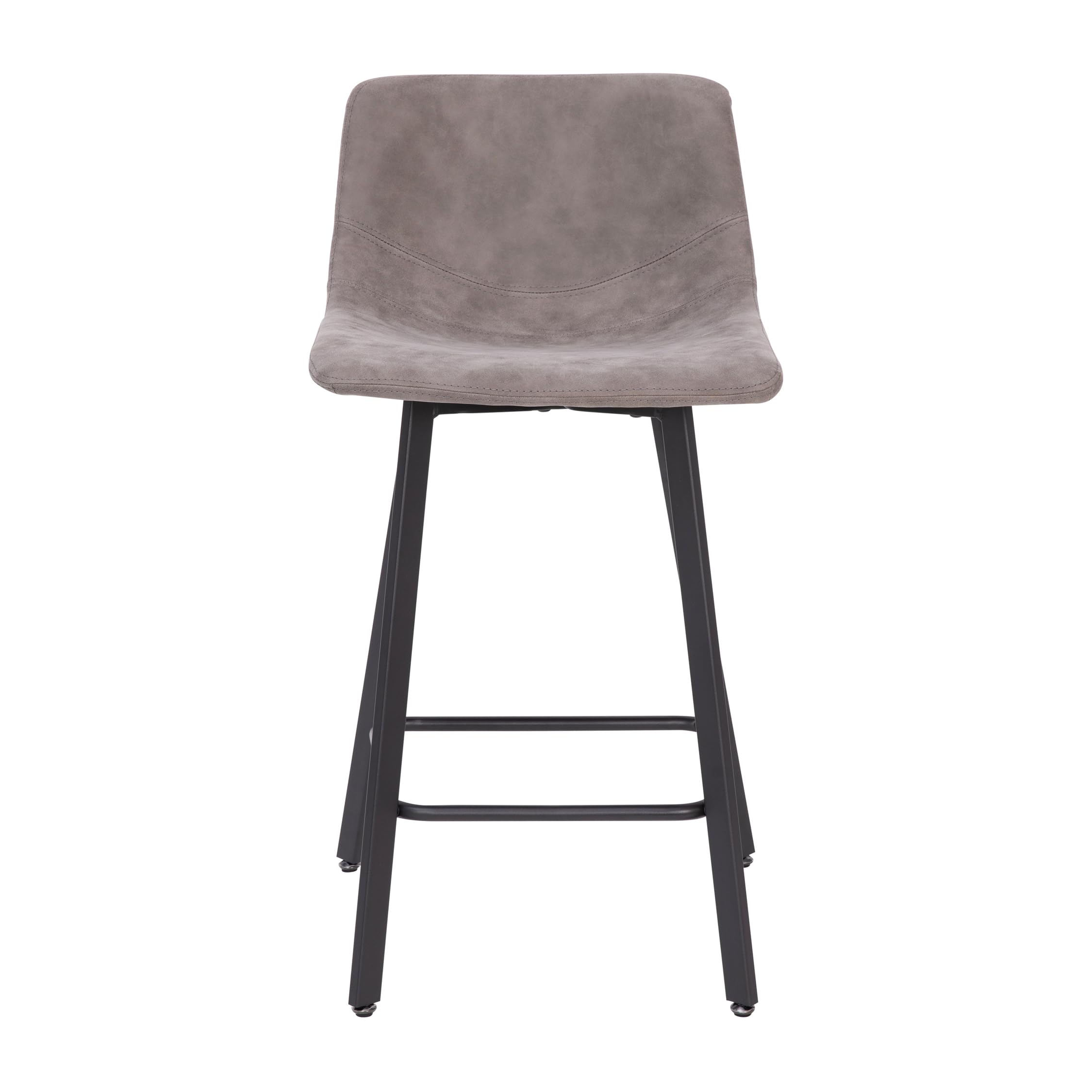 Flash Furniture Caleb Modern Armless 24 Inch Counter Height Stools - Set of 2, Commercial Grade with Footrests & Matte Metal Frames - Perfect for Kitchen Islands, Bars, and Dining Areas