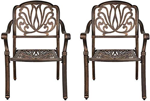 2-Piece Patio Bistro Chairs Set - Outdoor Dining Chairs with Cast Aluminum Frame & Antique Bronze Finish - Perfect for Home Patio, Garden, Deck, and Backyard Relaxation