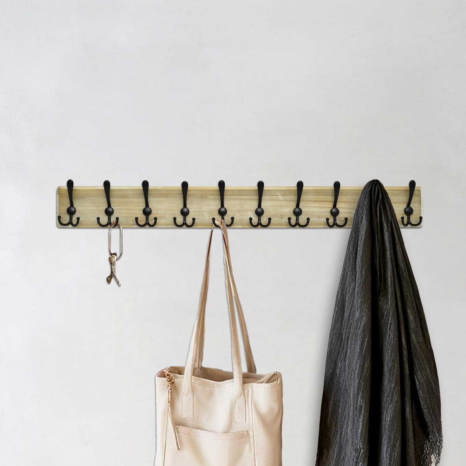 Rustic Large Wall Mounted Coat Rack - 38.9