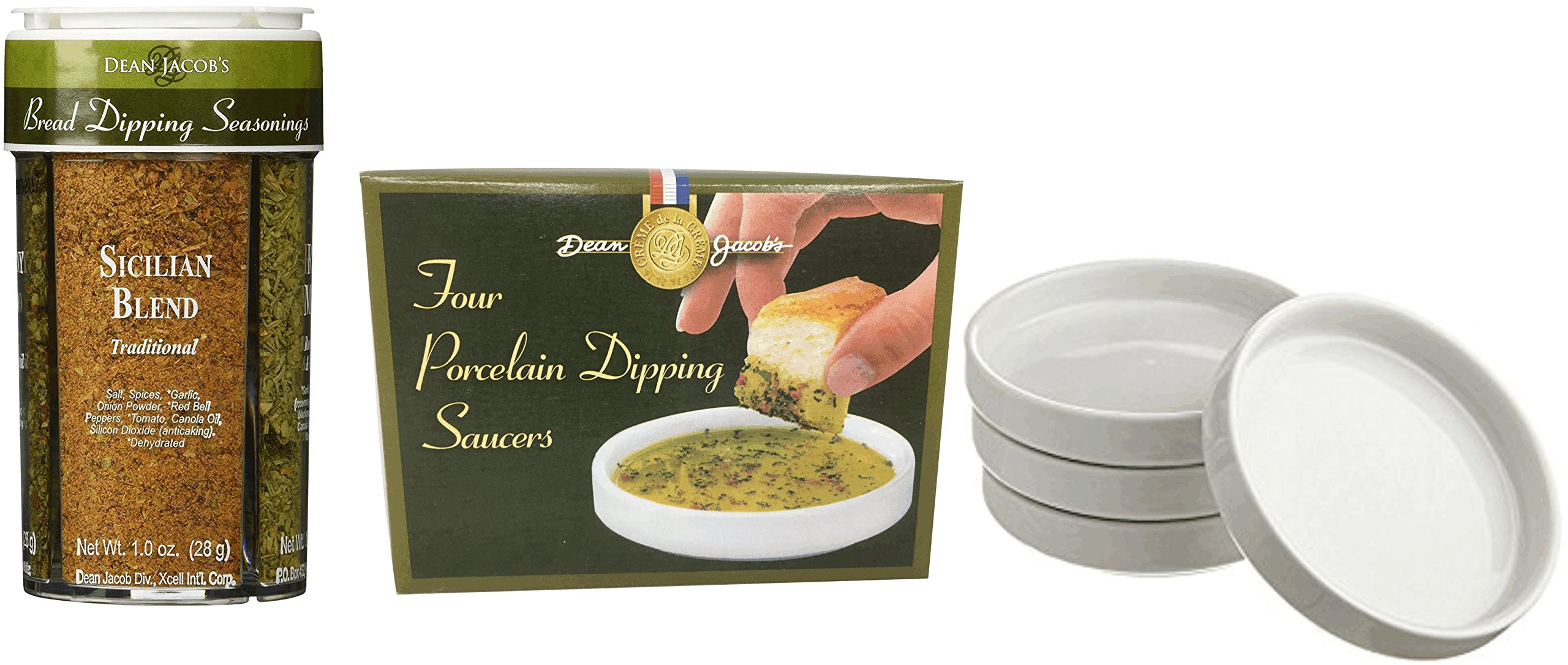 Dean Jacob's 5-Piece Bread Dipping Gift Set with 4.0oz Olive Oil Bottle & Spices - Perfect for Italian Cuisine, Dinner Parties & Gourmet Bread Dipping at Home
