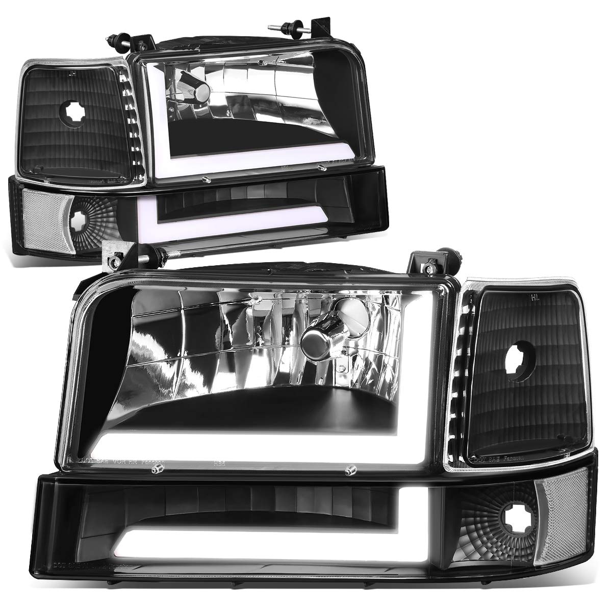DNA MOTORING LED Light Bar for 92-96 F150 F250 F350 Bronco - Black/Clear - Off-Road & Night Driving