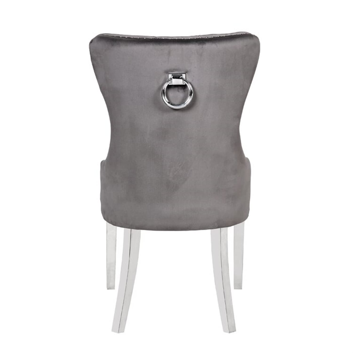 Velvet Upholstered Dining Chairs Set of 2 - Modern Button Tufted Accent Chairs with Metal Legs, Ring Pull & Nailhead Trim - Parsons Style for Living Room, Kitchen, Dining Room - Dark Gray Home Decor