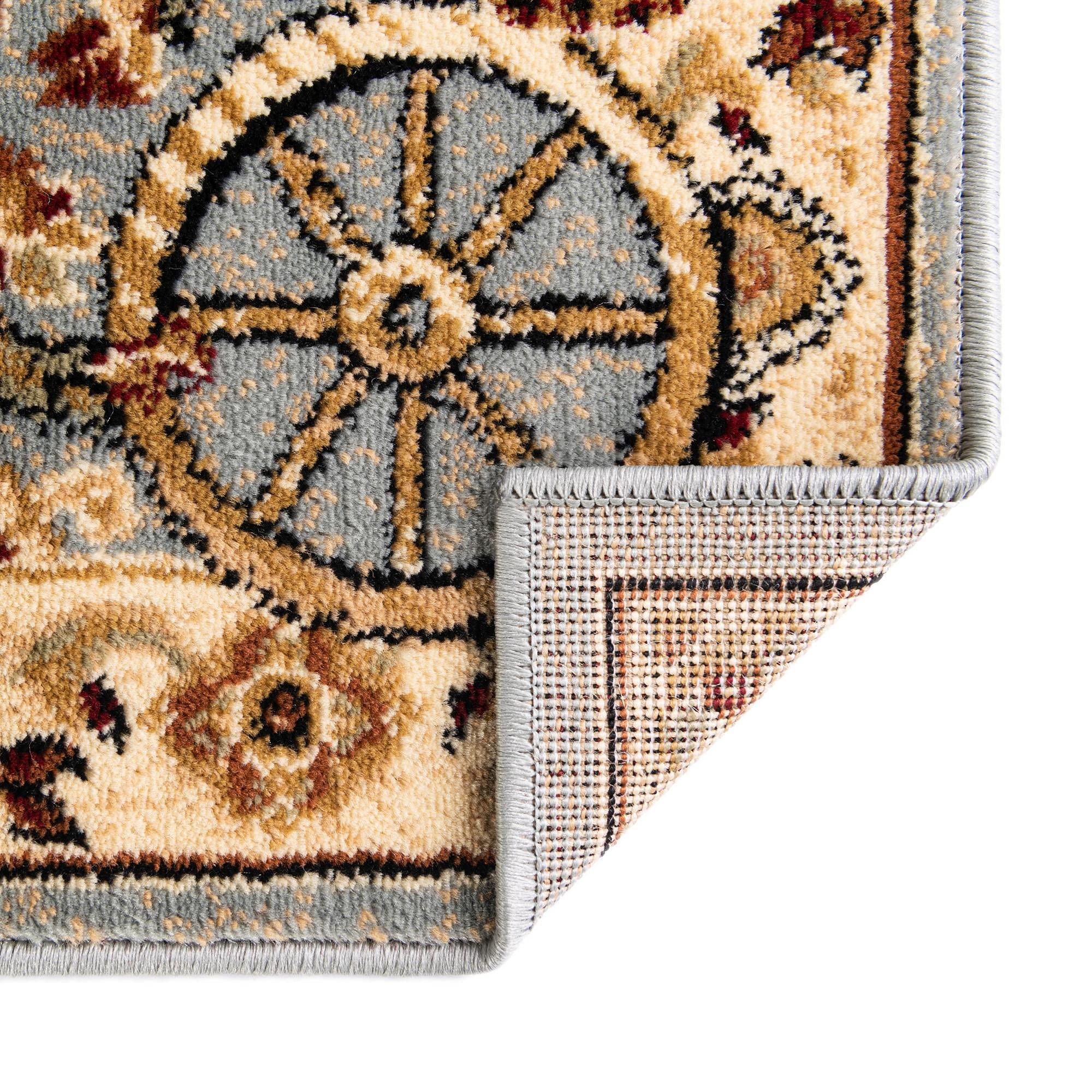 Pioneer Collection 12 Ft Runner Rug - Soft Medium-Pile Blue Carpet for Hallway & Entryway | Durable Non-Slip Living Room & Bedroom Floor Mat