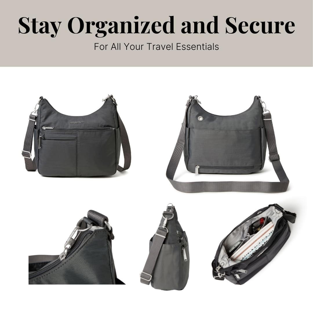 Baggallini Securtex Anti-Theft Crossbody Bag for Women - RFID Blocking, Lightweight Travel Purse for Shopping, Commuting & Daily Use