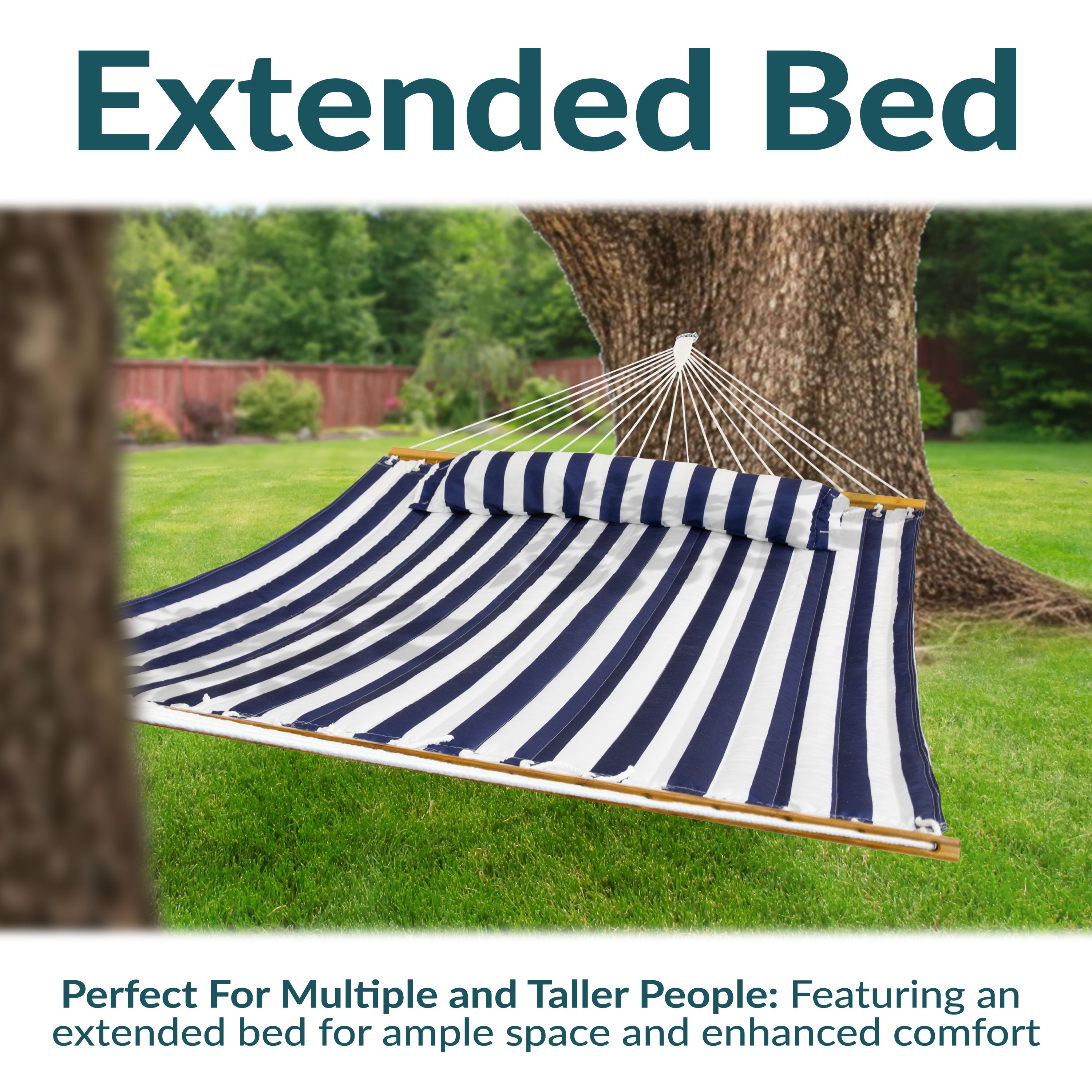Sunnydaze 2 Person Extra Large Quilted Outdoor Hammock - 77.5