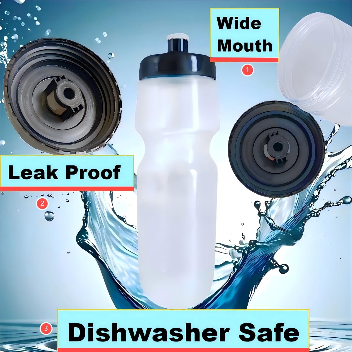 24oz Leak-Proof BPA-Free Sports Water Bottle for Cycling, Gym, Hiking & Outdoor Activities - Squeeze Design, Clear Plastic, Ideal for Workouts, Camping and Travel Hydration