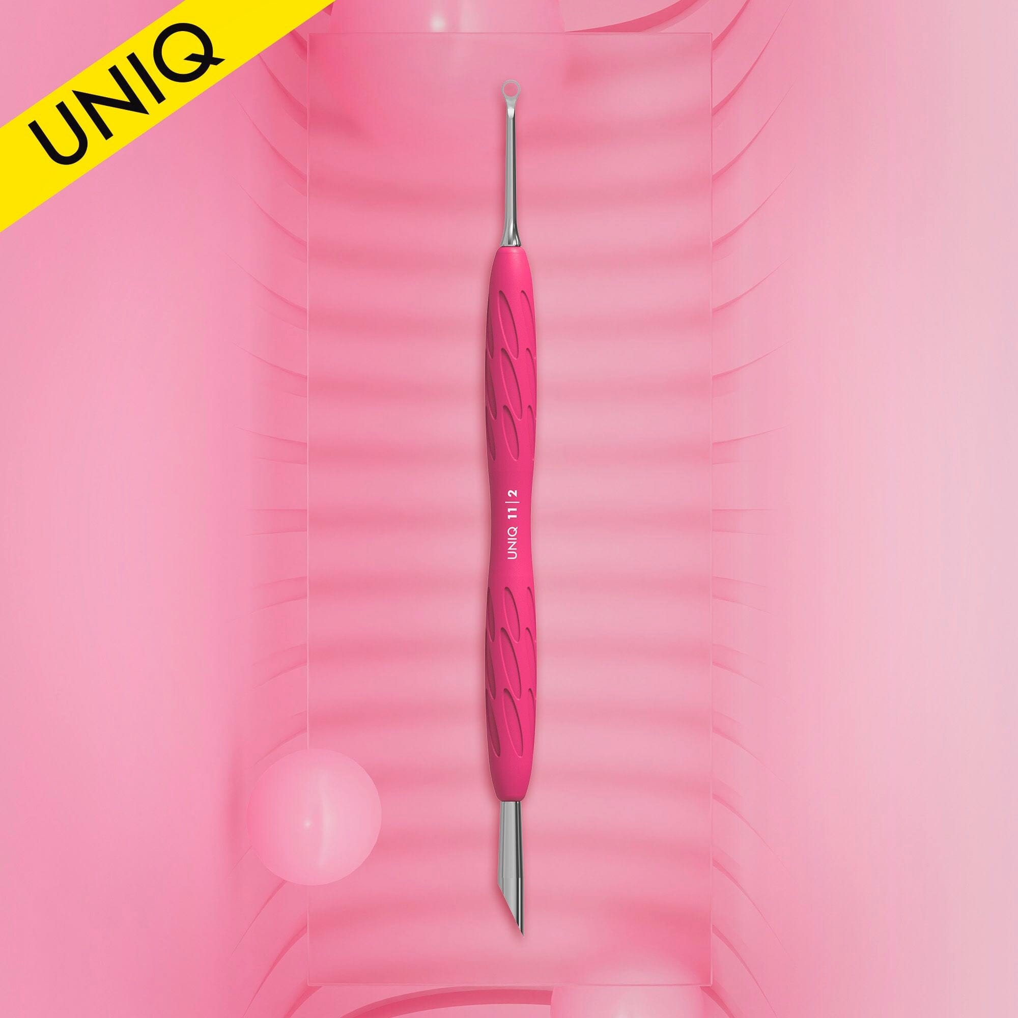 Staleks Gummy UNIQ 11 TYPE 2 Professional Manicure Pusher with Ergonomic Silicone Handle - Slanted Pusher & Loop for Cuticle Care & Nail Prep | Perfect for Salon & Home Nail Care