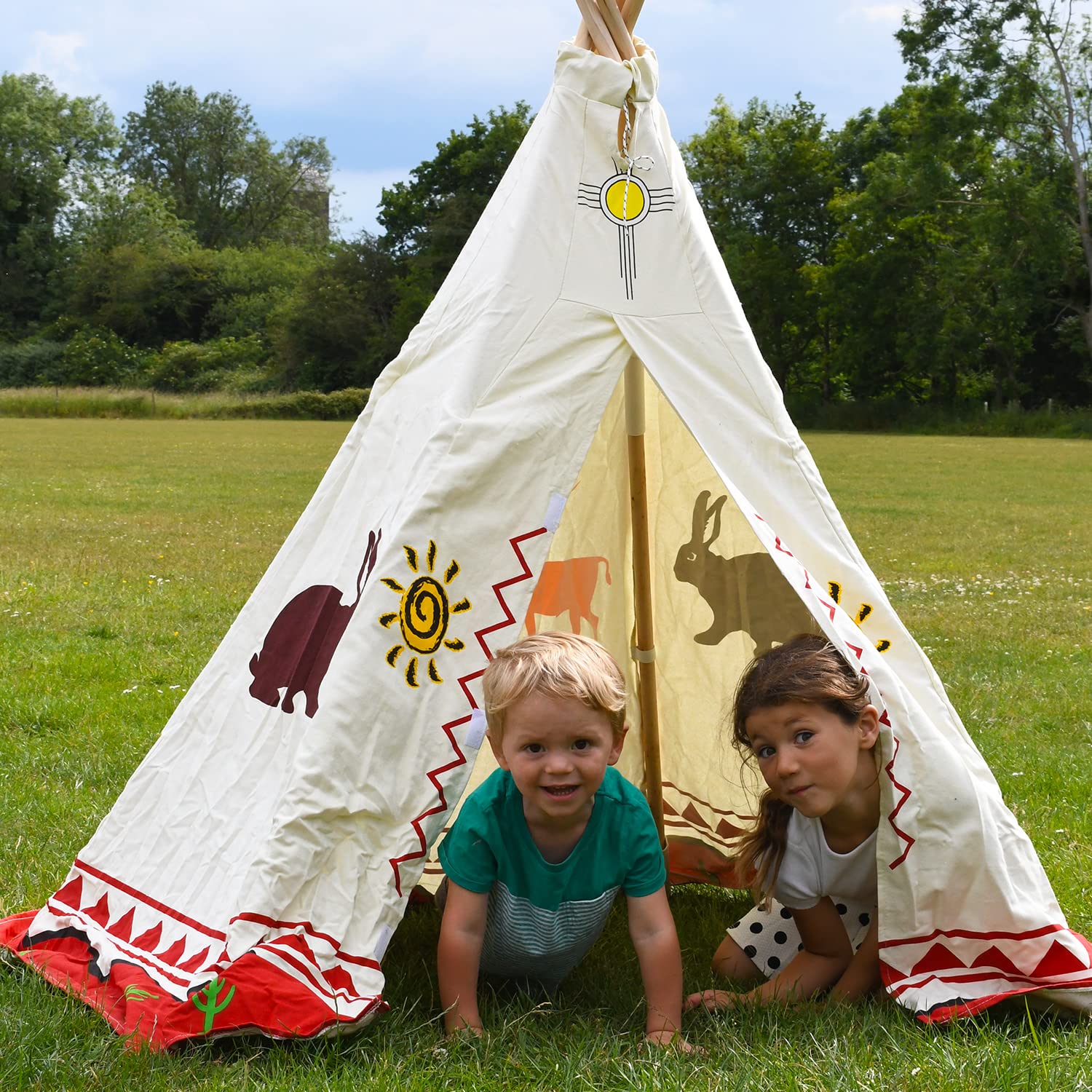 Kids Play Teepee Tent - Cotton Indian Tipi Playhouse for Indoor & Outdoor Games | Perfect for Backyard, Camping, and Imaginative Play