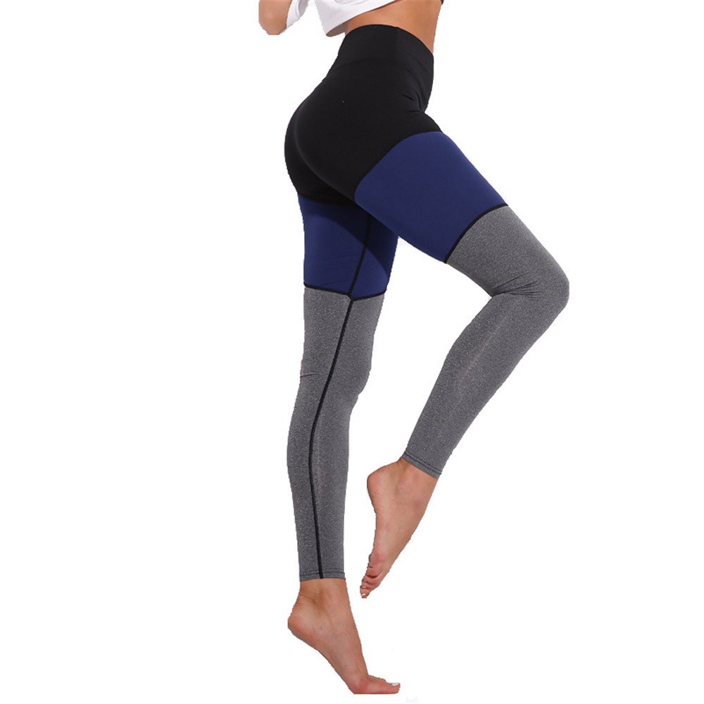 Women's High Waist Yoga Pants - Push Up Tummy Control Gym Leggings for Fitness & Workout (Black/Blue) | Professional Compression Activewear for Running, Pilates & Lounge
