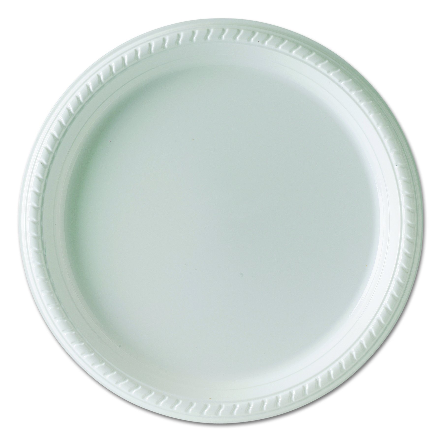 Solo PS15W-0099 10.25 Inch White Plastic Plates - Bulk Pack of 500 Disposable Dinner Plates for Parties, Picnics, Catering & Events