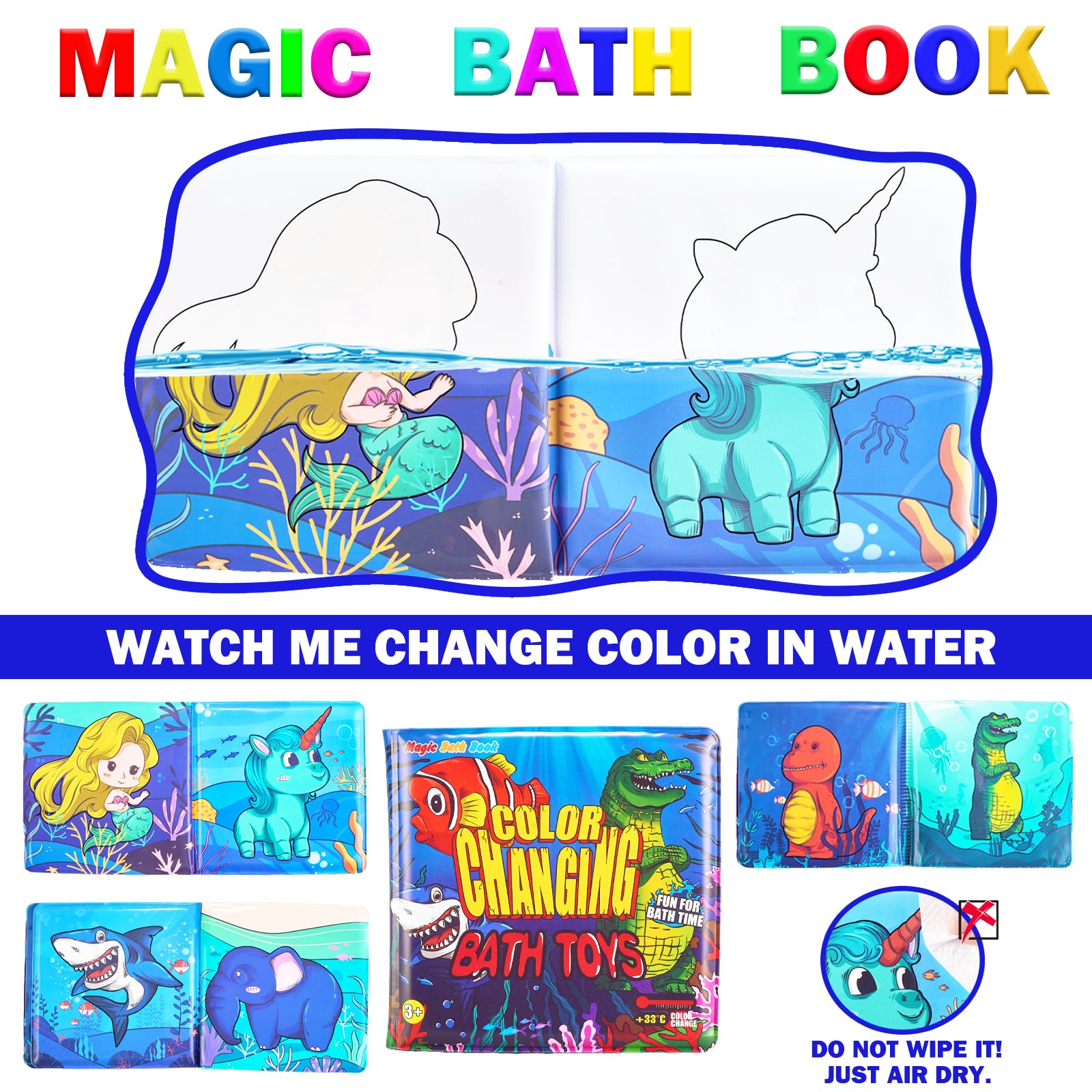 Color Changing Bath Toys for Kids - Mermaid & Dinosaur Floating Toys for Bathtub Fun
