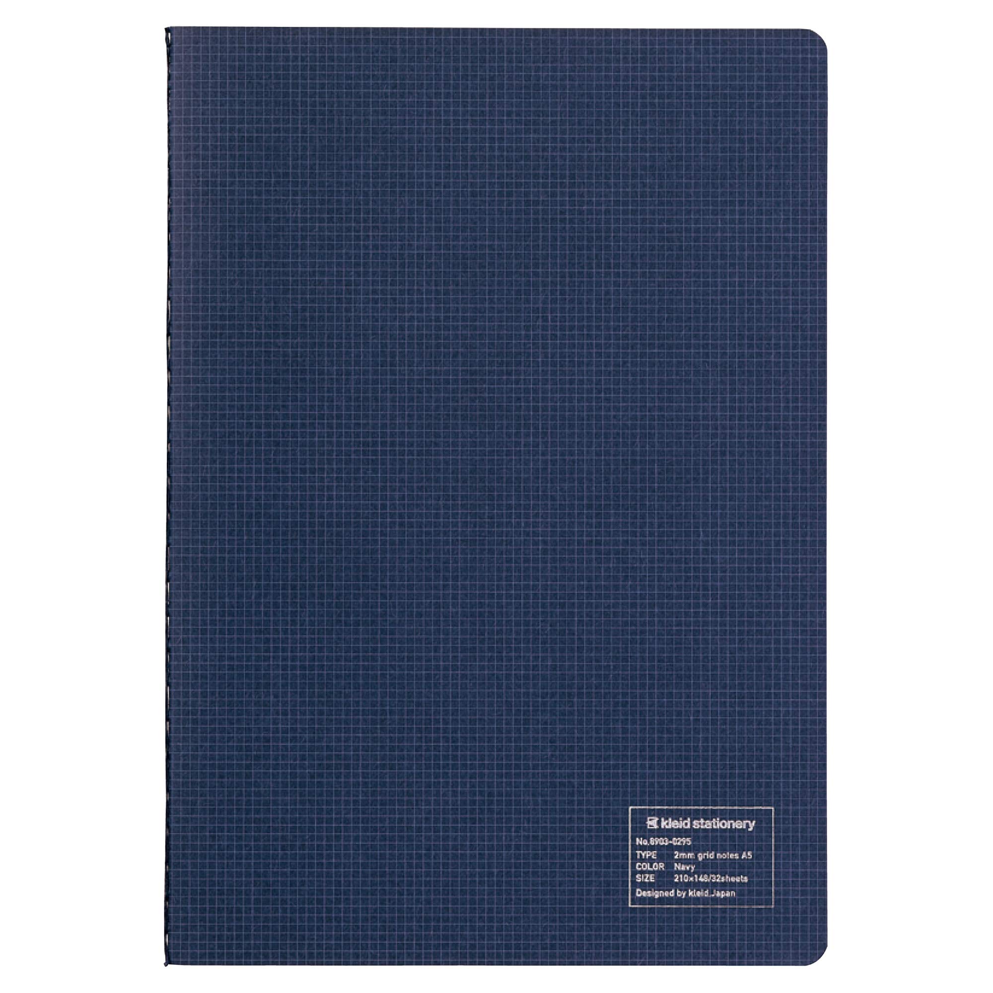 A5 Grid Notebook - 0.08 inch (2mm) Square Ruled Pages - Navy Blue - Perfect for Bullet Journaling, Sketching & Note Taking