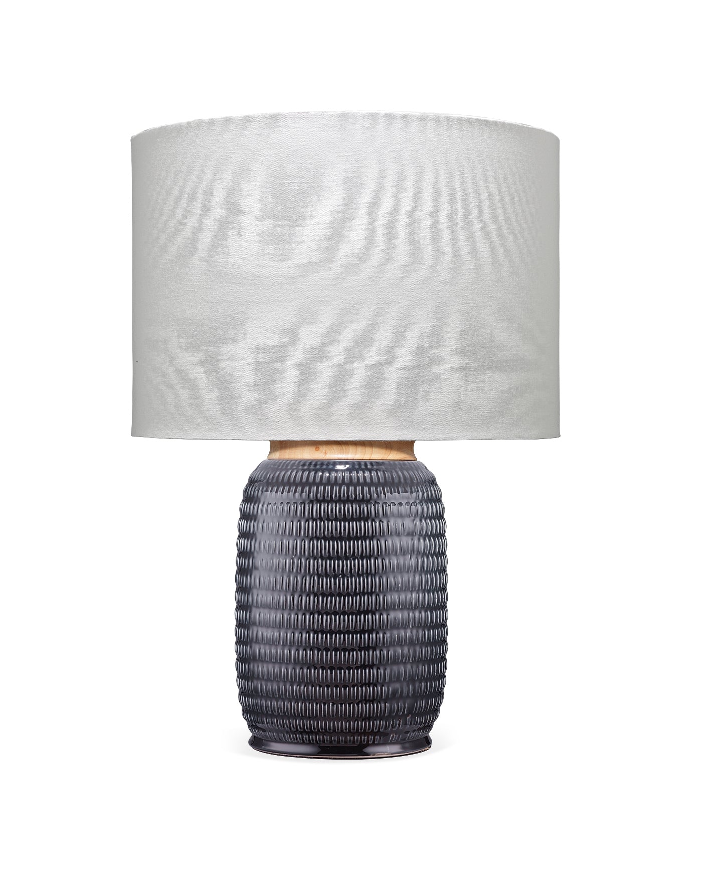 Modern Graham Table Lamp - Dark Blue Ceramic Base with Linen Shade - Perfect for Bedroom, Living Room & Office Decor