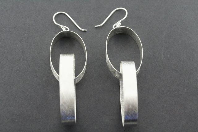 Sterling Silver Double Oval Ribbon Earrings - Elegant Dangle Earrings for Women, Perfect for Parties, Weddings & Everyday Wear