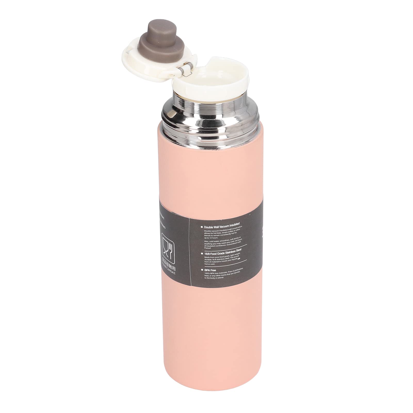 Premium 500ml Vacuum Insulated Stainless Steel Travel Mug with Anti-Slip Bottom - Hot & Cold Drink Thermos for Office, Camping, Hiking (Pink)