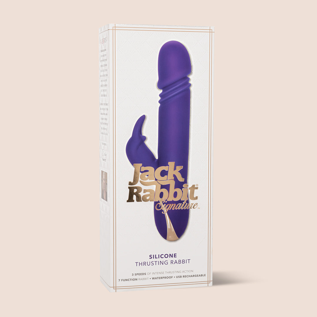 Jack Rabbit® Signature Silicone Thrusting Rabbit Vibrator - Dual Stimulation with Powerful Vibrations & Thrusting Motion | Perfect for Solo Play & Couples Intimacy