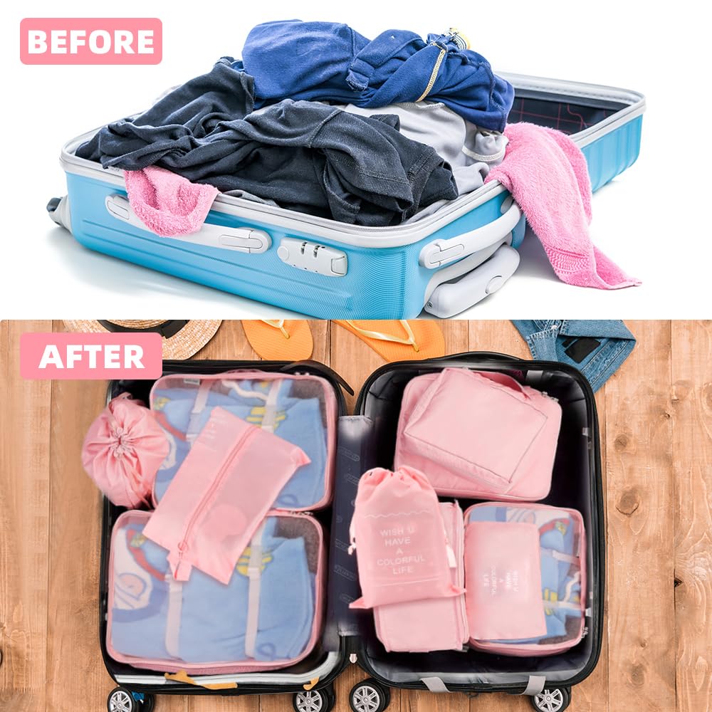 10-Piece Compression Packing Cubes Set - Travel Luggage Organizer Bags for Suitcase & Carry-On - Perfect for Business Trips, Vacations & Weekend Getaways