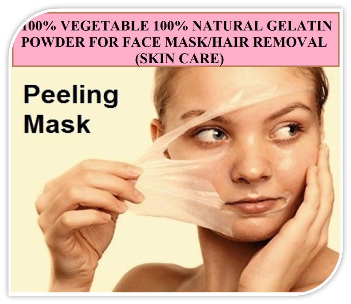 100% Natural Vegetable Gelatin Powder for Face Mask & Hair Removal - 25g | Skin Care, DIY Beauty, Vegan Collagen Boost