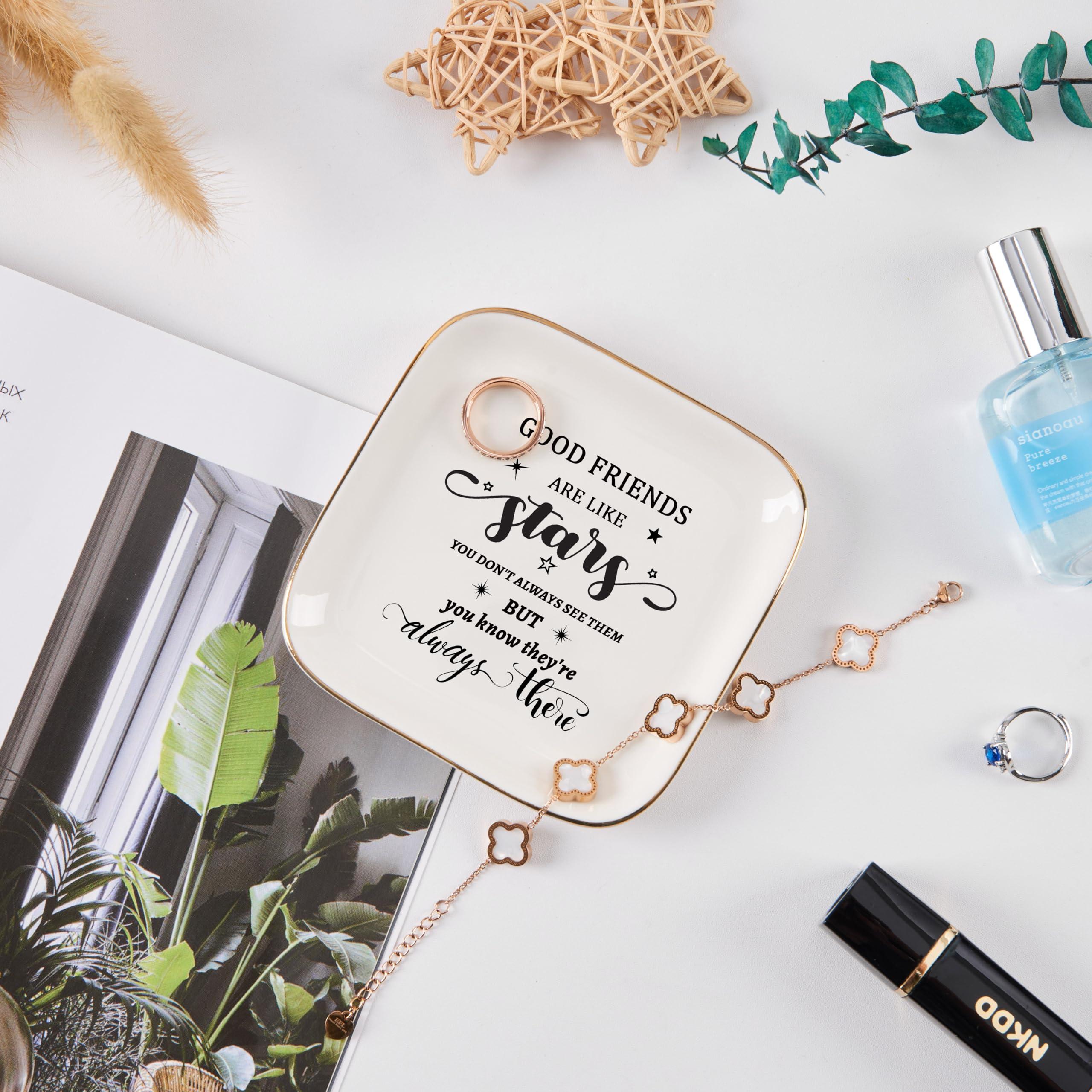 Best Friend Gifts for Women - Elegant Jewelry Tray & Trinket Dish | Unique Friendship Gifts for Birthday, Christmas, Valentine's Day & Mother's Day | Perfect for Jewelry Organization, Vanity Decor & Thoughtful Present Giving