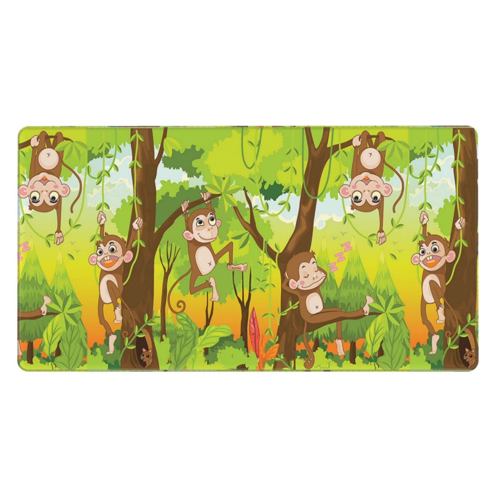Cute Monkey Mouse Pad - Large Extended Rubber Desk Mat (29.5x16 inches) for Keyboard & Mouse - Perfect for Gaming, Office Work & Home Computer Setup