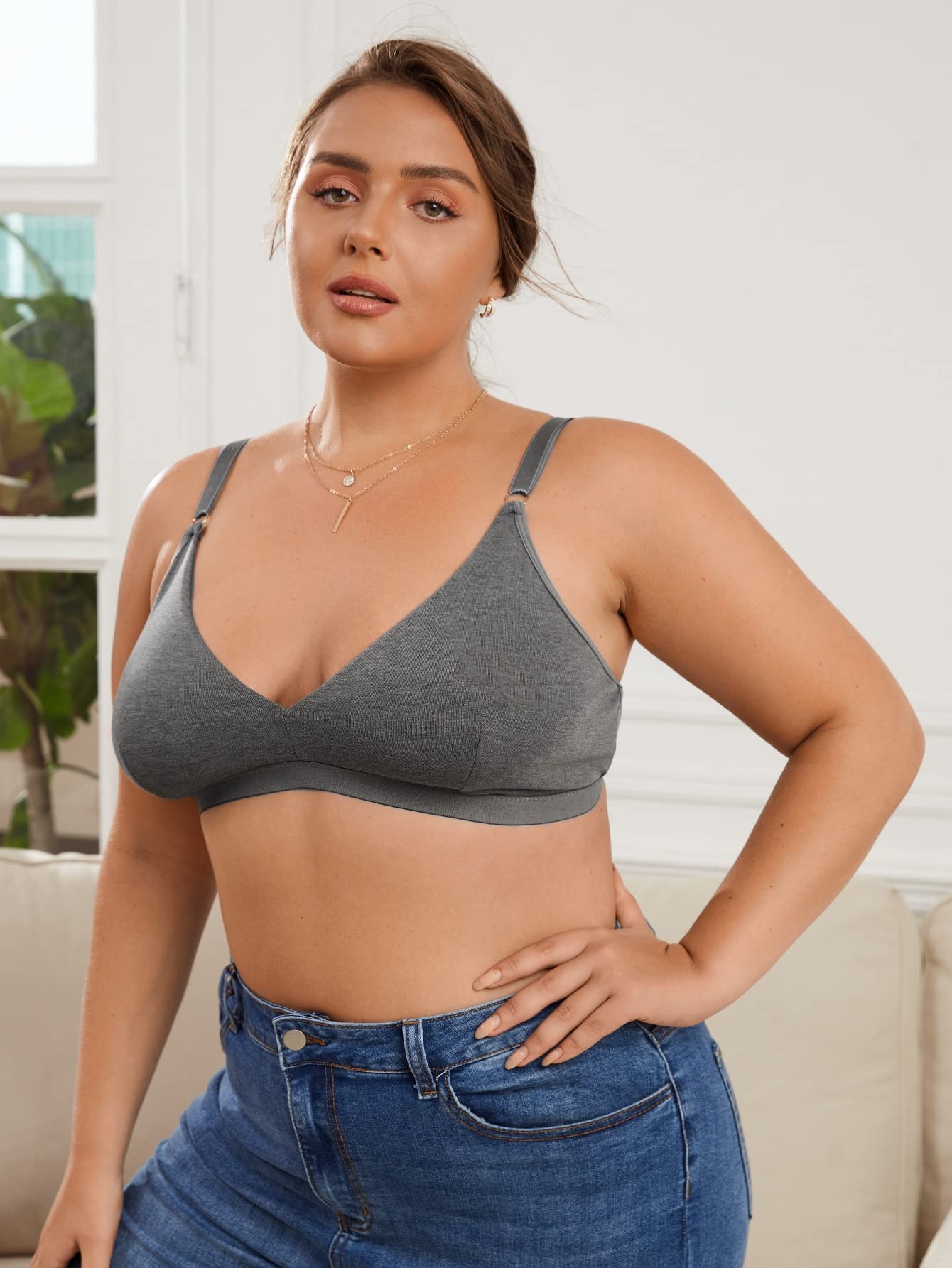 WDIRARA Women's Plus Size Wireless Lounge Bras - Comfortable Bralette for Everyday Wear - Perfect for Sleeping, Yoga, and Relaxing at Home