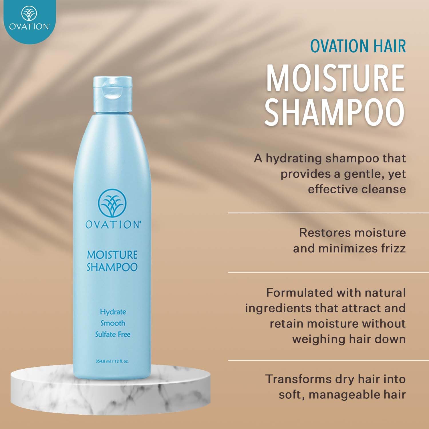 Ovation Hair 3-Step Bundle for Dry, Color-Treated Hair - Moisturizing Shampoo, Hair Growth Therapy & Scalp Treatment, Color-Safe Conditioner - Brighten & Hydrate Bleached/Dyed Hair - Perfect for Damaged Hair Repair & Daily Hair Care Routine