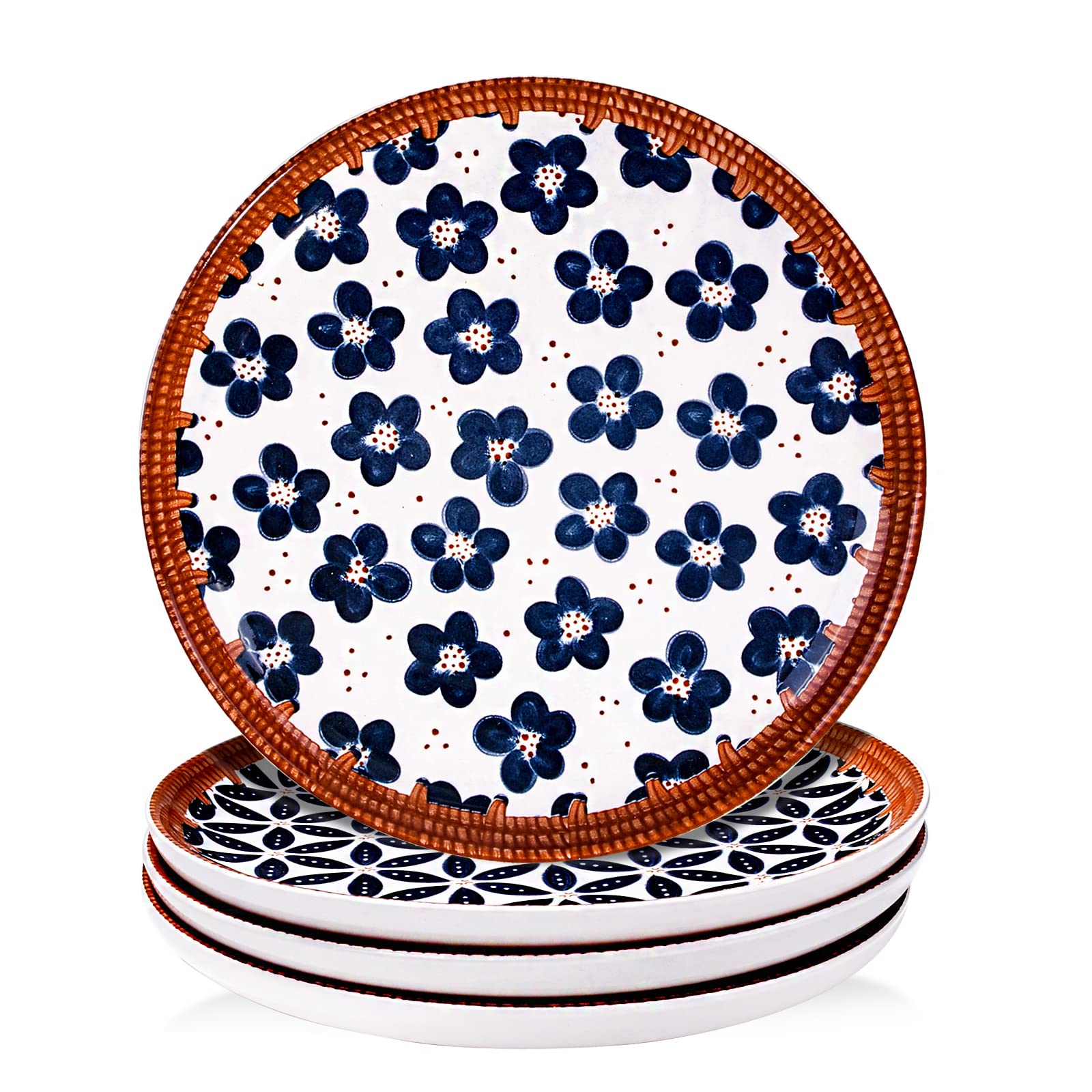 Stylish 7.8 Inch Porcelain Dinner Plates Set of 4 - Elegant Ceramic Appetizer, Salad & Dessert Plates for Steak, Pasta & More | Microwave, Oven & Dishwasher Safe | Perfect for Dinner Parties, Restaurants & Home Entertaining