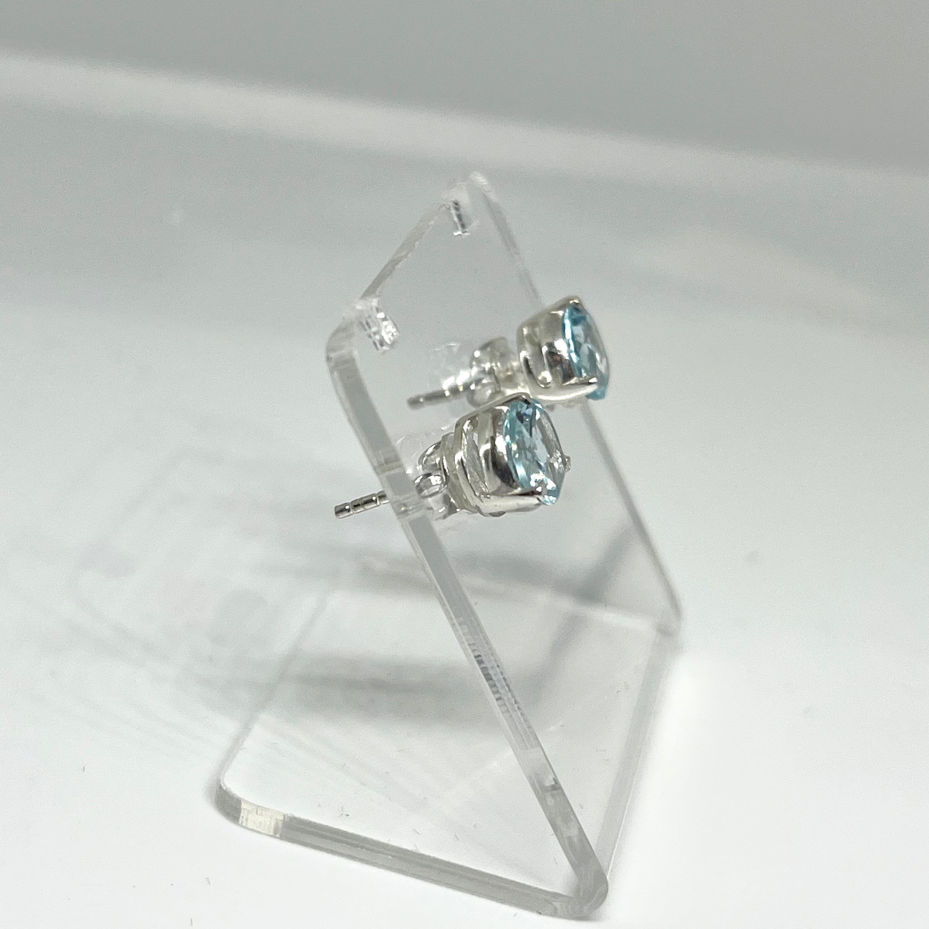 7mm Round Faceted Gemstone Stud Earrings - 3 Prong Set for Women (PSE006) | Perfect for Everyday Wear, Parties & Gifts
