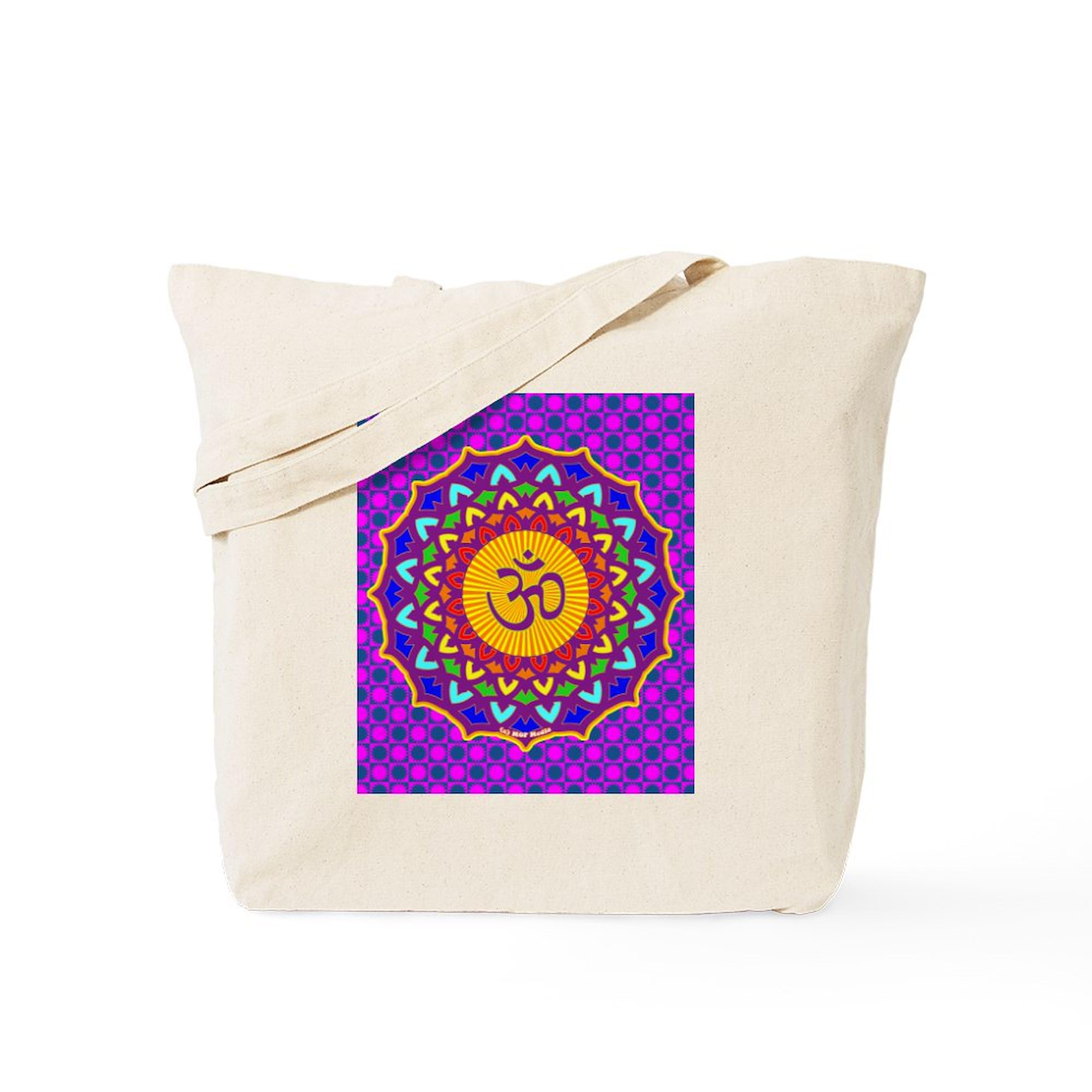 7th Chakra Tote Bag - Natural Canvas Reusable Shopping Bag for Yoga, Meditation & Eco-Friendly Grocery Shopping | Spiritual Gift & Daily Use