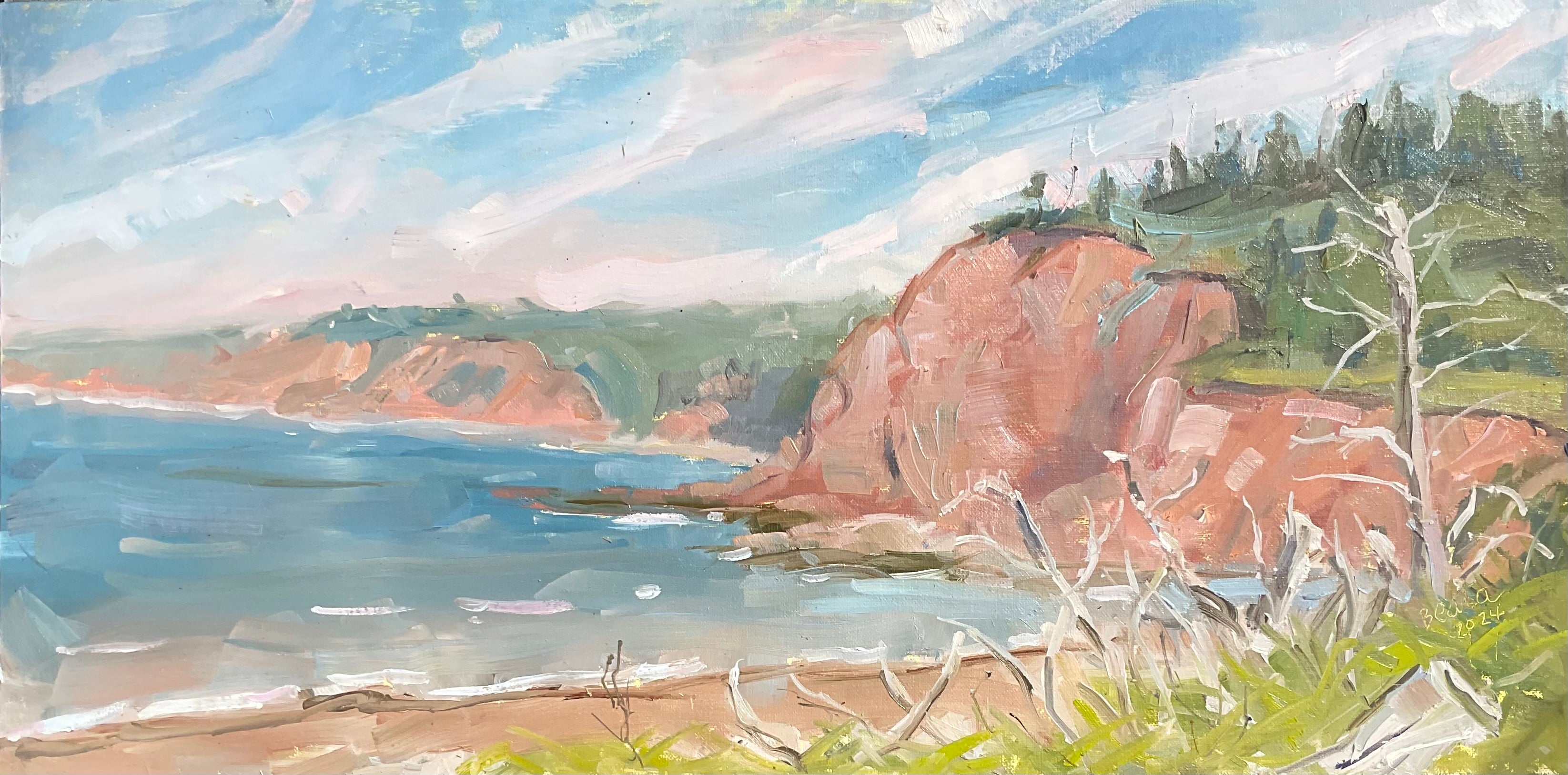 Lisa BurgerLentz: Good Afternoon at Partridge Island - Premium Wall Art Print for Home & Office Decor | Coastal Landscape Painting | Perfect Gift for Art Lovers