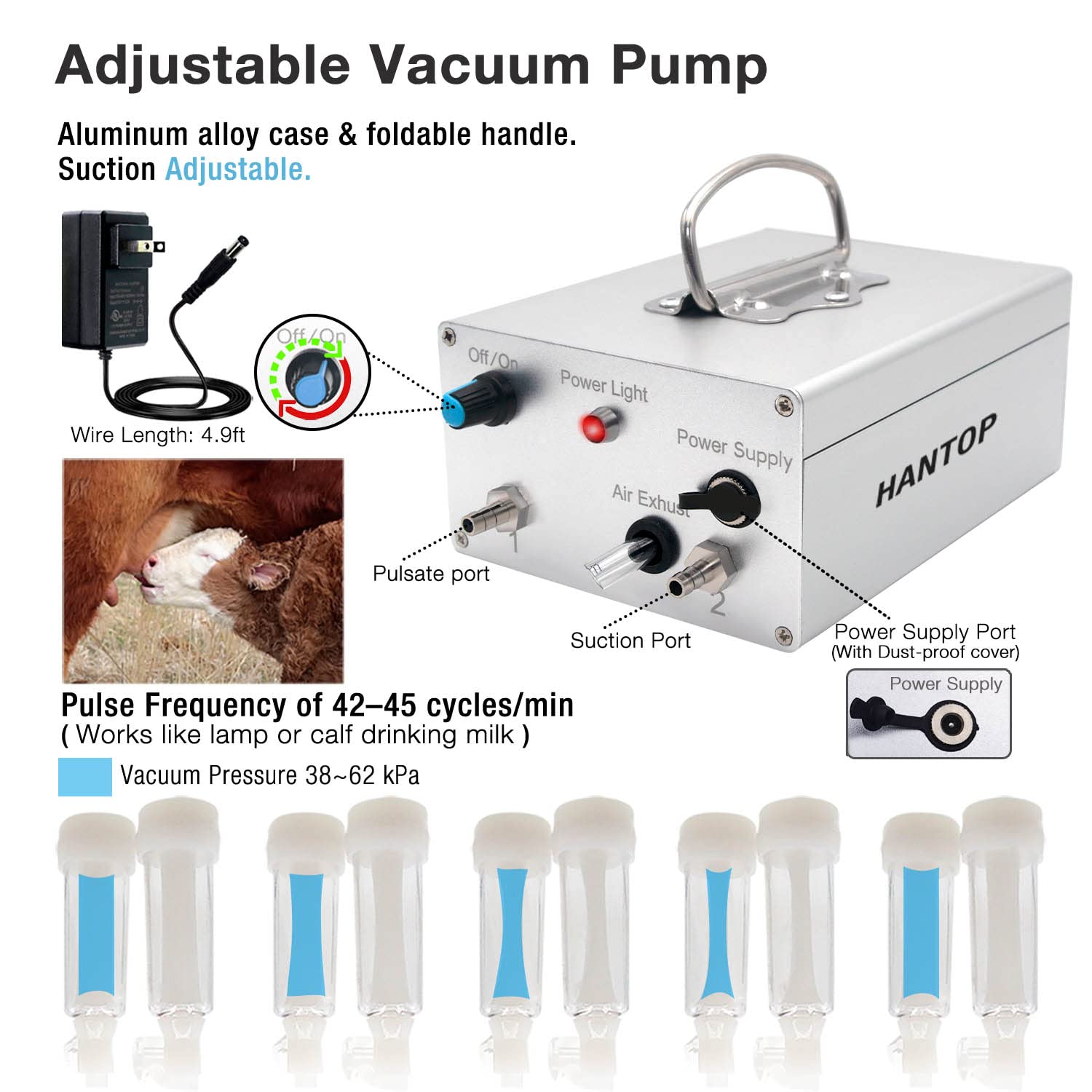 6L Goat Milking Machine - Portable Electric Adjustable Speed Pulsating Vacuum Pump with Food Grade 304 Stainless Steel Bucket & Auto Stop Valve | Perfect for Small Farms, Homesteads & Dairy Goat Operations (Classic Model)