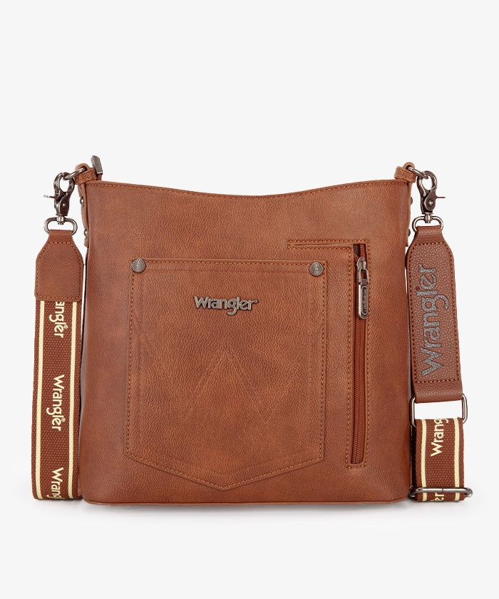 Wrangler Casual Plain Zipper Crossbody Bag for Women & Men - Lightweight Travel Shoulder Purse for Everyday Use, Shopping, and Outdoor Activities