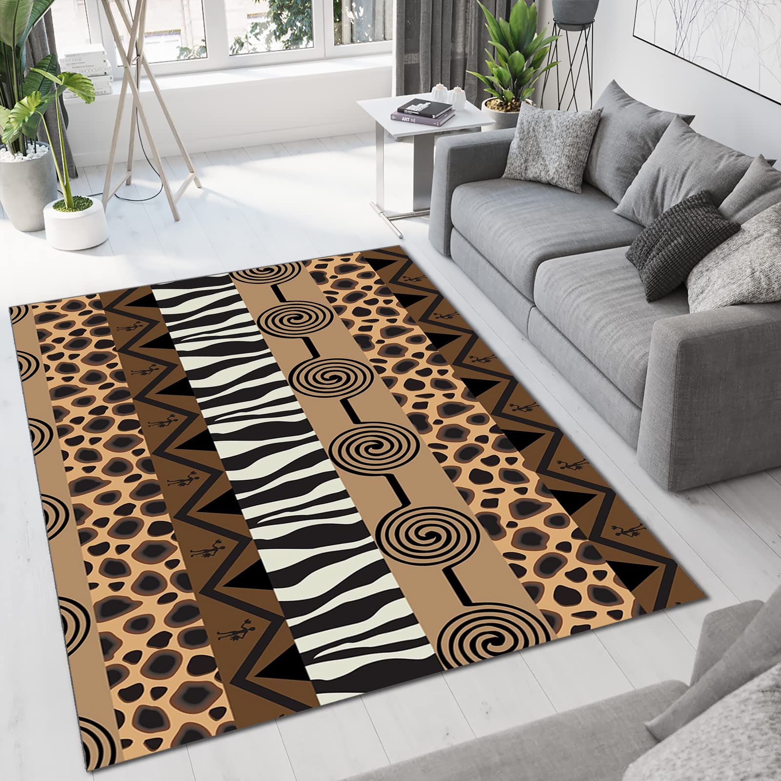 Vintage Retro Style Circle Spot Line Area Rug - Soft, Breathable & Durable 4x6ft Non-Slip Living Room Rug for Bedroom, Dining Room, School - Perfect for Boho Home Decor & Cozy Floor Comfort