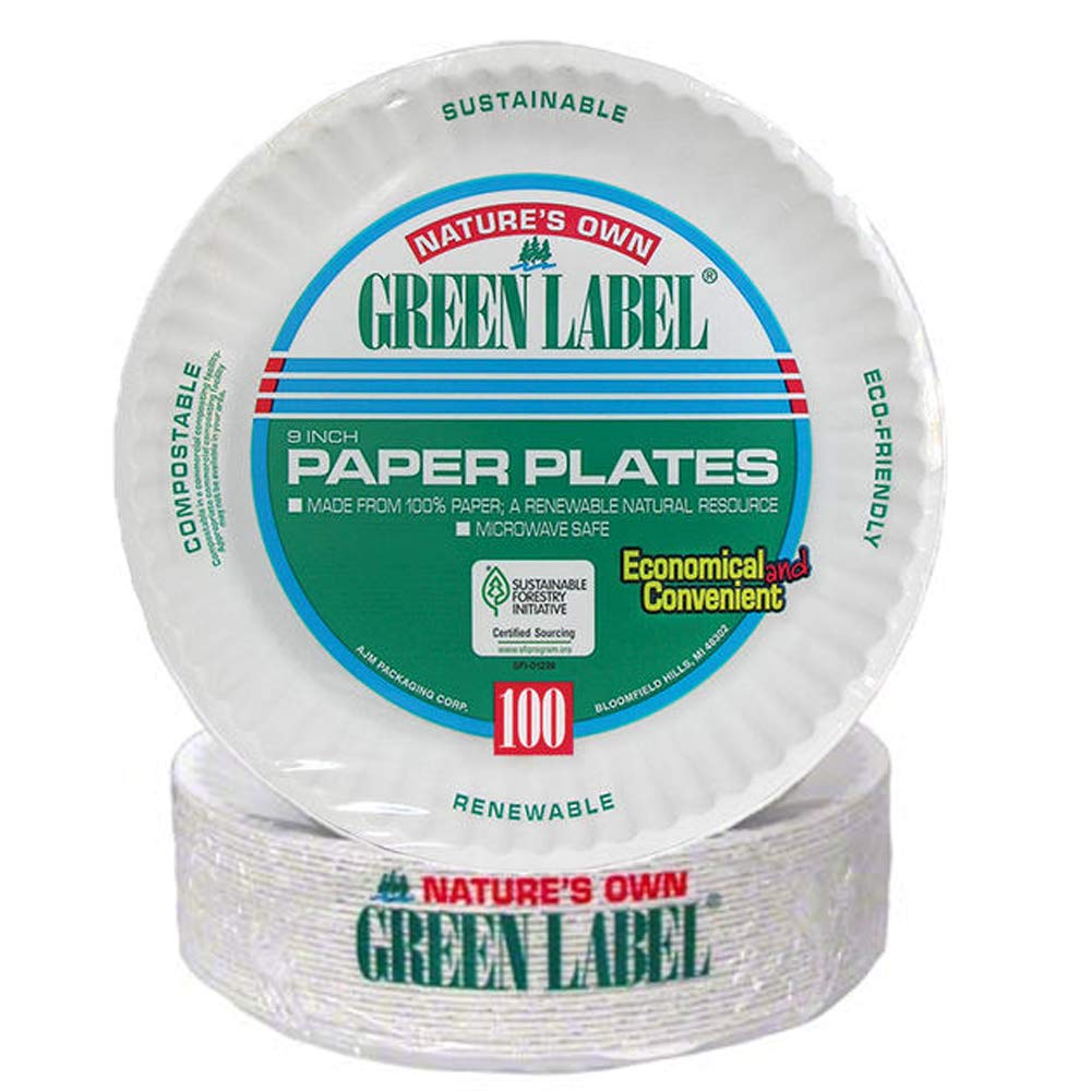 200-Pack 9 Inch White Round Paper Plates - Lightweight Disposable Dinner Plates for Parties, BBQs, Picnics & Events - Bulk Eco-Friendly Party Tableware