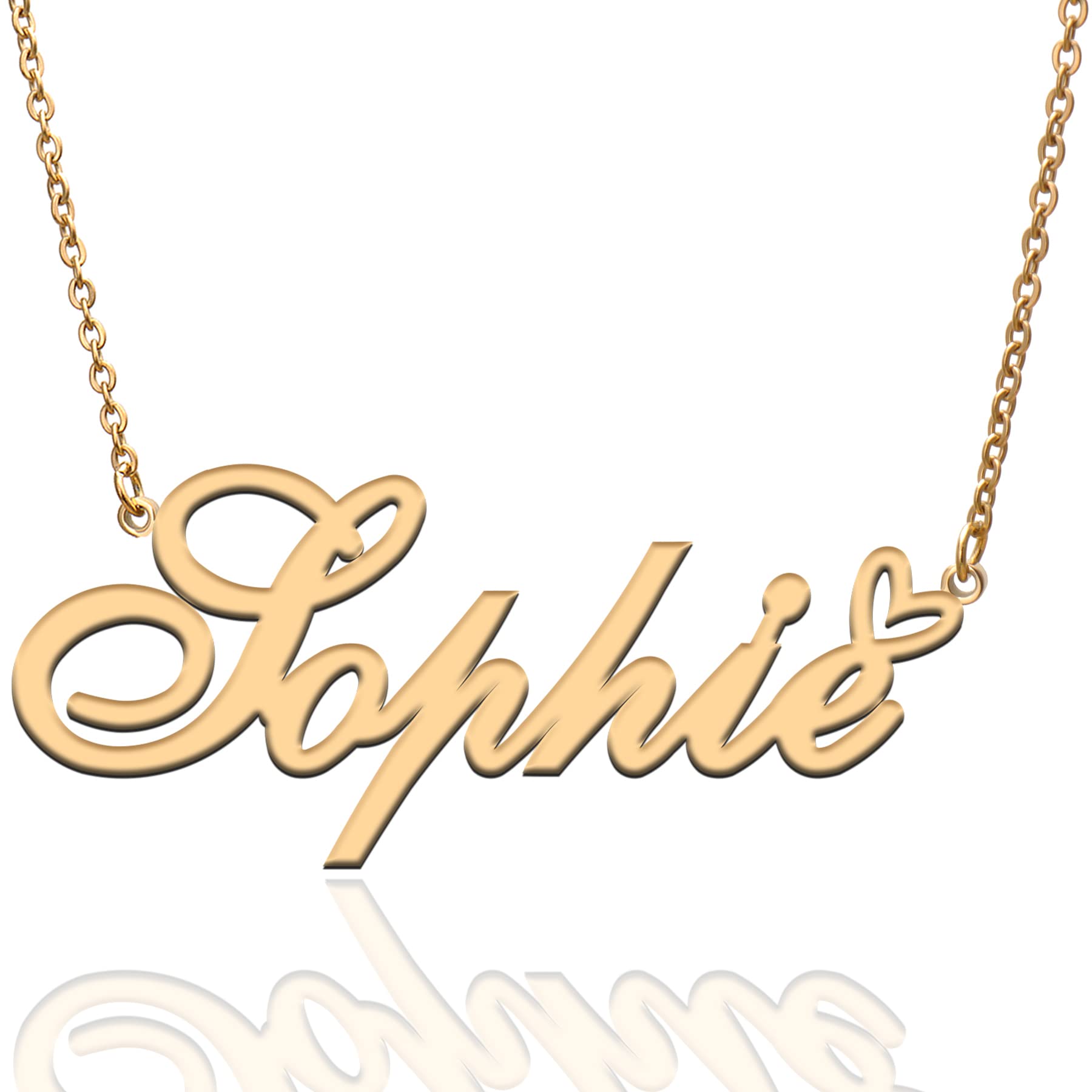 RONKAH Personalized Name Necklace - Heart Gold Plated Custom Pendant for Women, Best Gift for Girlfriend, Mother, Daughter, Friendship, Christmas & Birthday - Perfect for Everyday Wear, Date Nights & Special Occasions