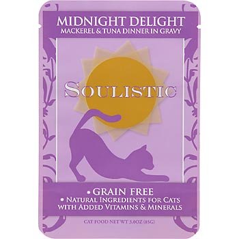 Soulistic Midnight Delight Mackerel & Tuna in Gravy Wet Cat Food Pouches - Grain-Free, High-Protein Adult Cat Dinner - Perfect for Indoor Cats & Picky Eaters