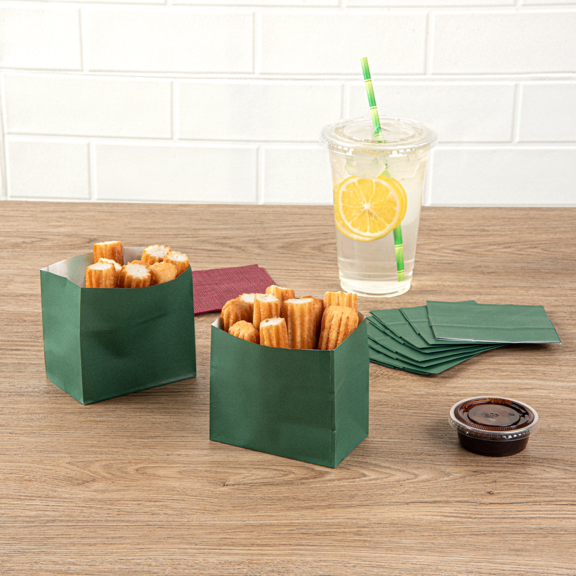 Eco-Friendly Forest Green Paper Snack Bags 3.75