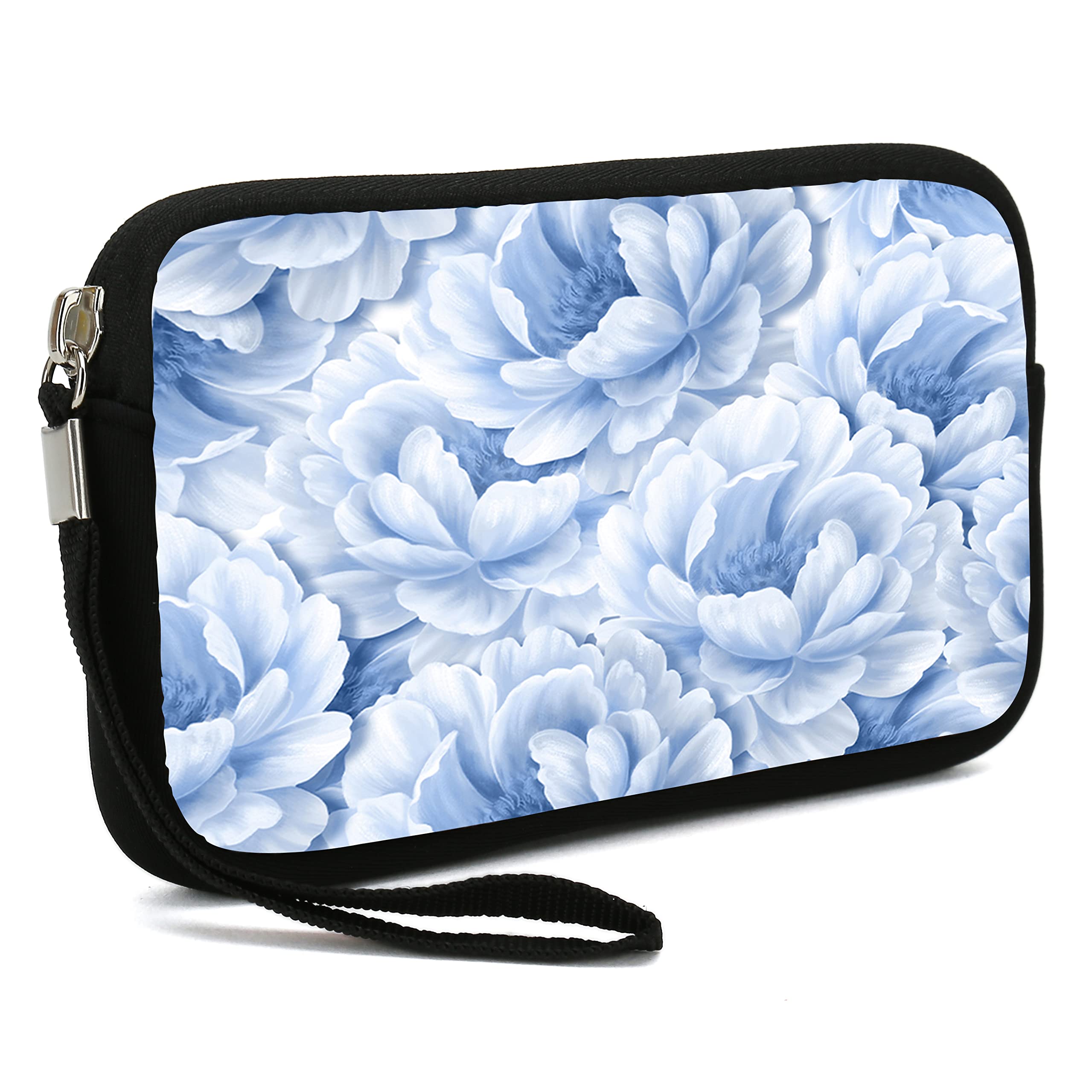 Waterproof Small Toiletry Bags for Women - Cute Roomy Makeup Pouch & Travel Cosmetic Organizer Bag with White Floral Design | Perfect for Travel, Gym, and Daily Essentials Storage