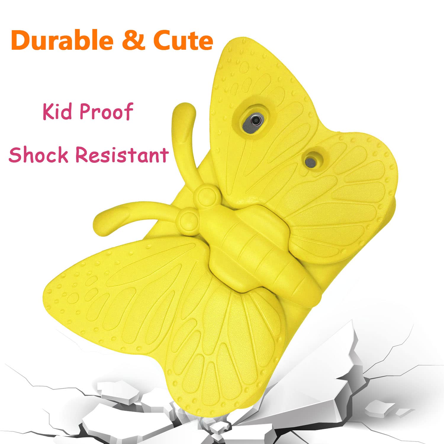 Shockproof Cute Butterfly EVA Foam iPad Case for Kids - Compatible with iPad 9th/8th/7th Gen (2021/2020/2019) & iPad Air 3/Pro 10.5