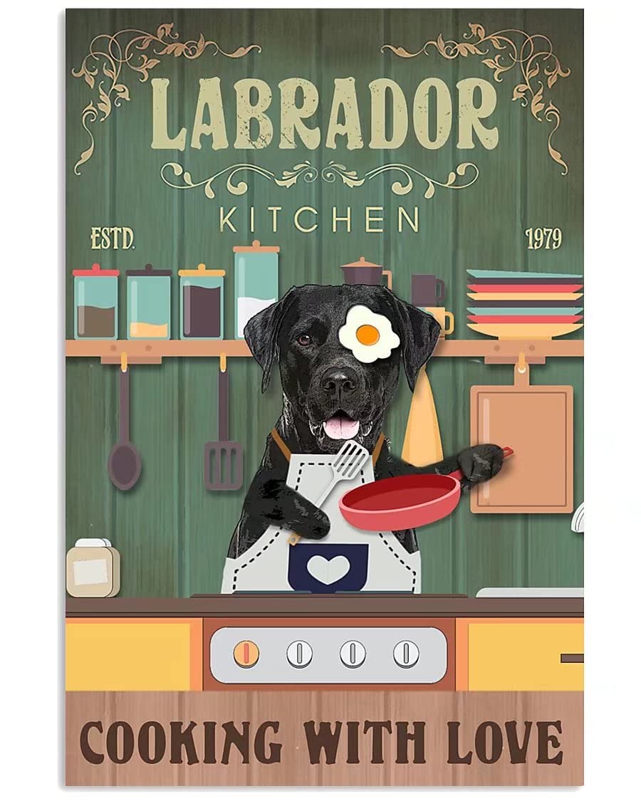 Vintage Metal Kitchen Sign - Cooking With Love Wall Decor for Dining Room & Home