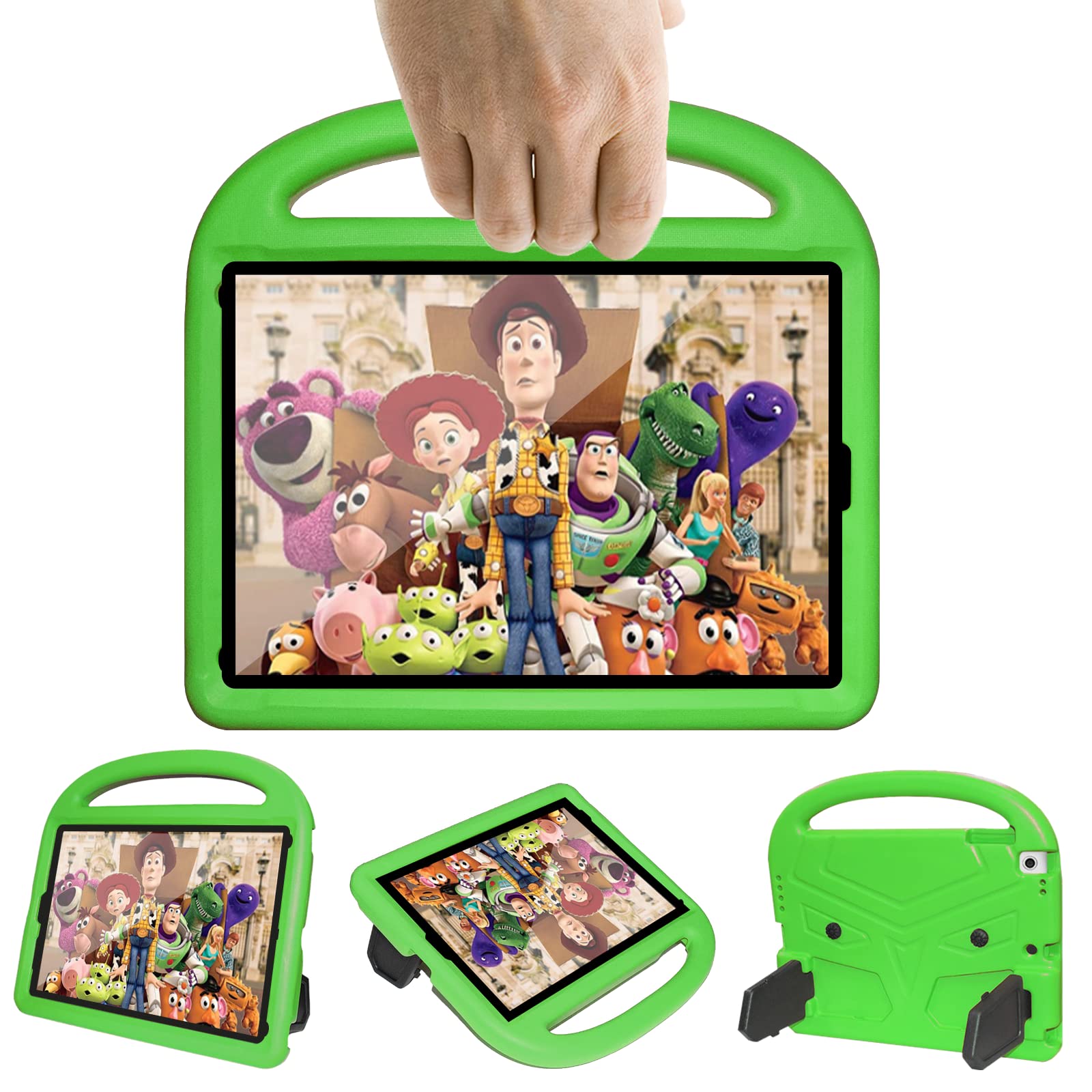 Shockproof Kids iPad Case for iPad 6th/5th Generation & iPad Air 2 (9.7 Inch 2017/2018) - Lightweight Protective Cover with Handle Stand, Green - Perfect for School, Travel & Home Learning