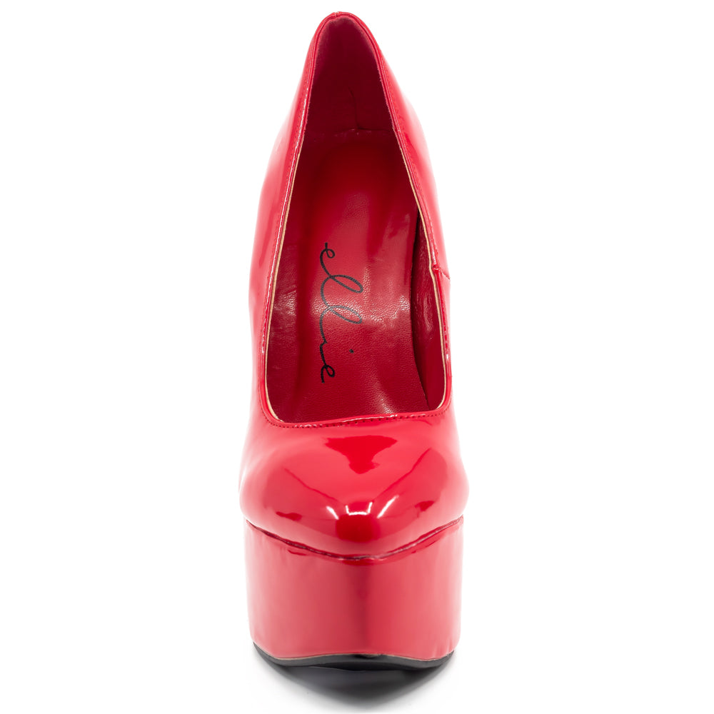 Ellie Shoes Prince 6.5 Inch Stiletto Heels Red Patent Leather Platform Pumps for Women - Perfect for Parties, Date Nights & Formal Events
