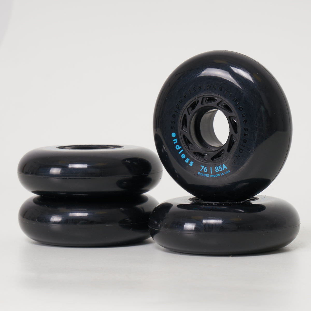 Endless 76mm Skateboard Wheels - Black (Set of 4) - Perfect for Longboards, Cruisers & Street Skating