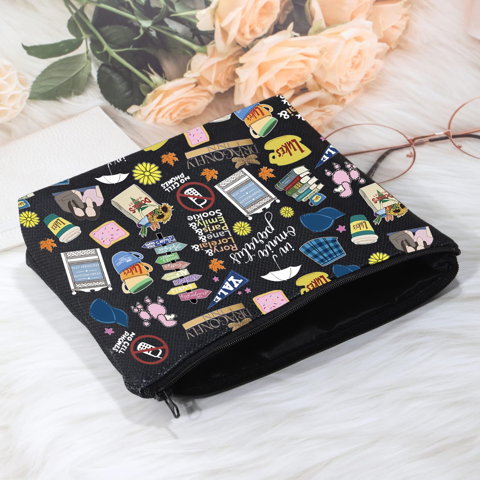 POFULL Gilmore Girls Inspired Makeup Bag - Luke's Diner Themed Cosmetic Pouch for Women | Perfect Gift for Mom, Daughter & Friends | Travel, School & Daily Makeup Organizer