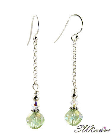 Sparkling Green Crystal Drop Earrings for Women - Elegant Dangle Jewelry for Parties, Weddings & Evening Events