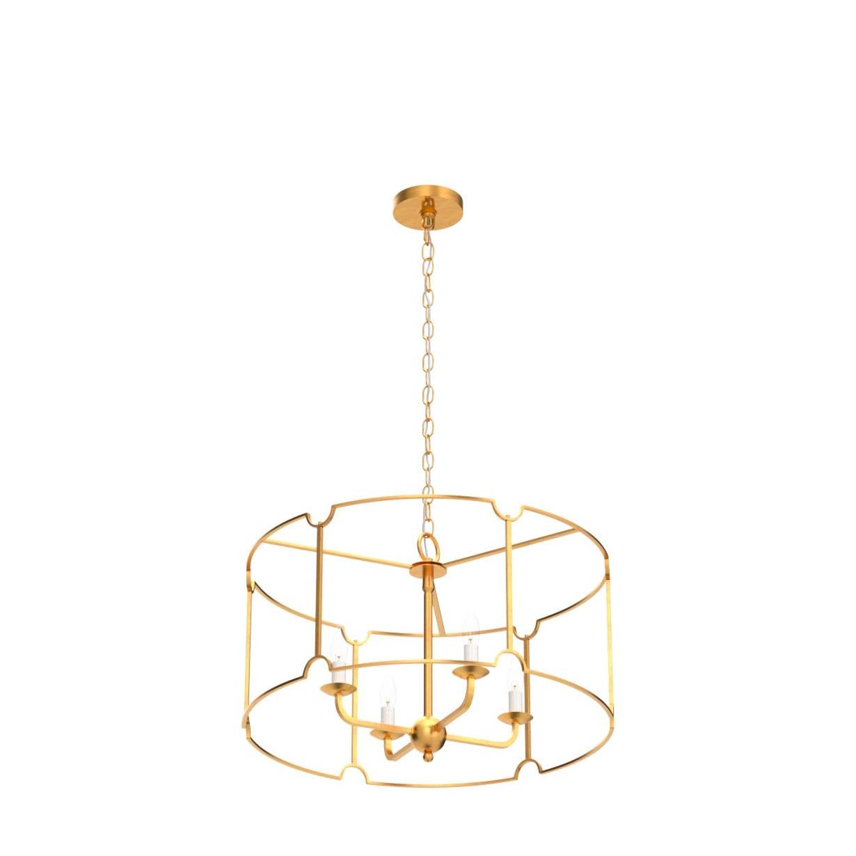 LALUZ Modern Gold Drum Chandelier - 22