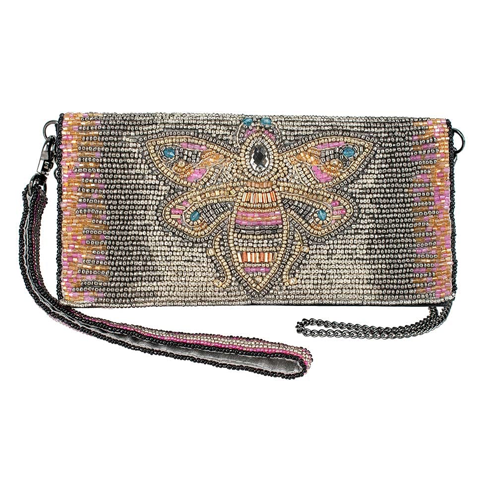 Mary Frances Beaded Crossbody Phone Wallet for Women - Stylish RFID Blocking Purse with Wristlet Strap - Perfect for Travel, Shopping & Everyday Use