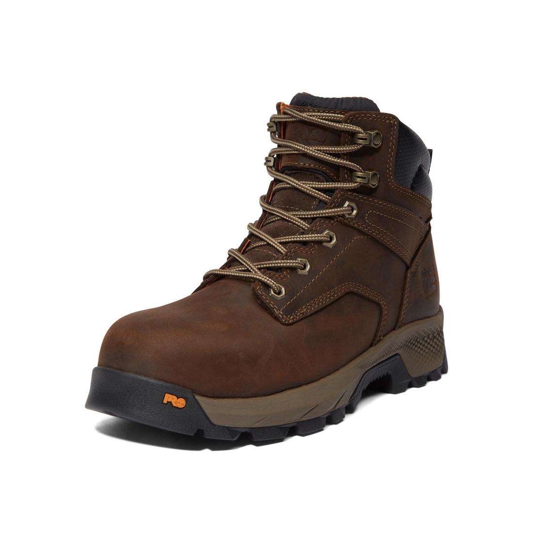 Titan EV 6 Inch Composite Toe Work Boots for Men - Brown Safety Shoes for Construction, Warehouse & Outdoor Work - ASTM F2413-18 Certified