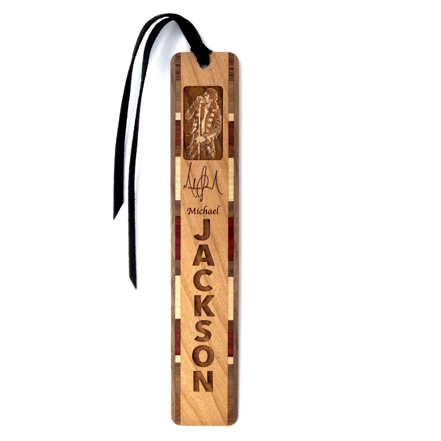 Custom Michael Jackson Engraved Wooden Bookmark with Photo & Signature - Handmade in USA - Perfect Gift for Music Lovers, Bookworms & MJ Fans